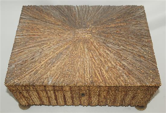 A 19th century Anglo Indian vizagapatam rectangular stag horn work box, 13in.